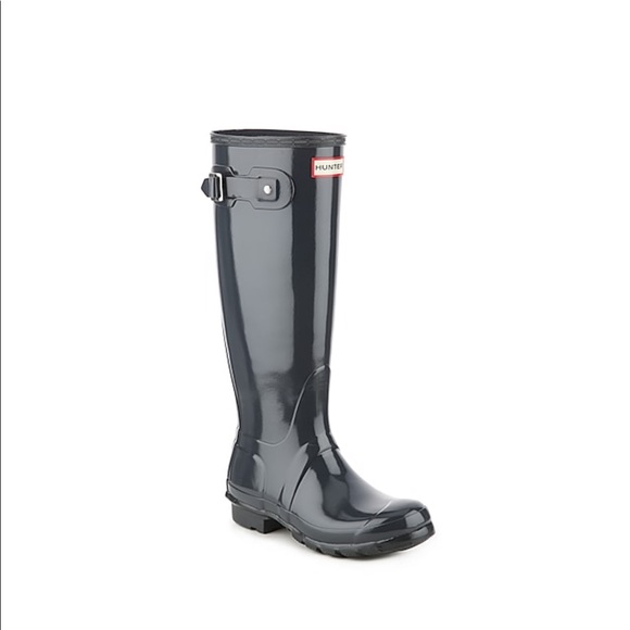 black gloss hunter wellies size 6